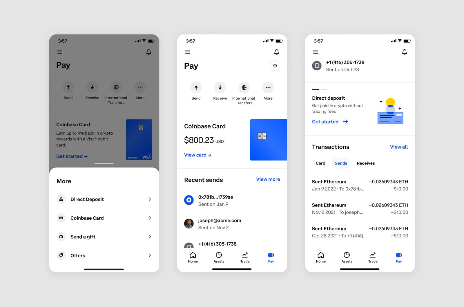 Coinbase pay tab architecture flow.