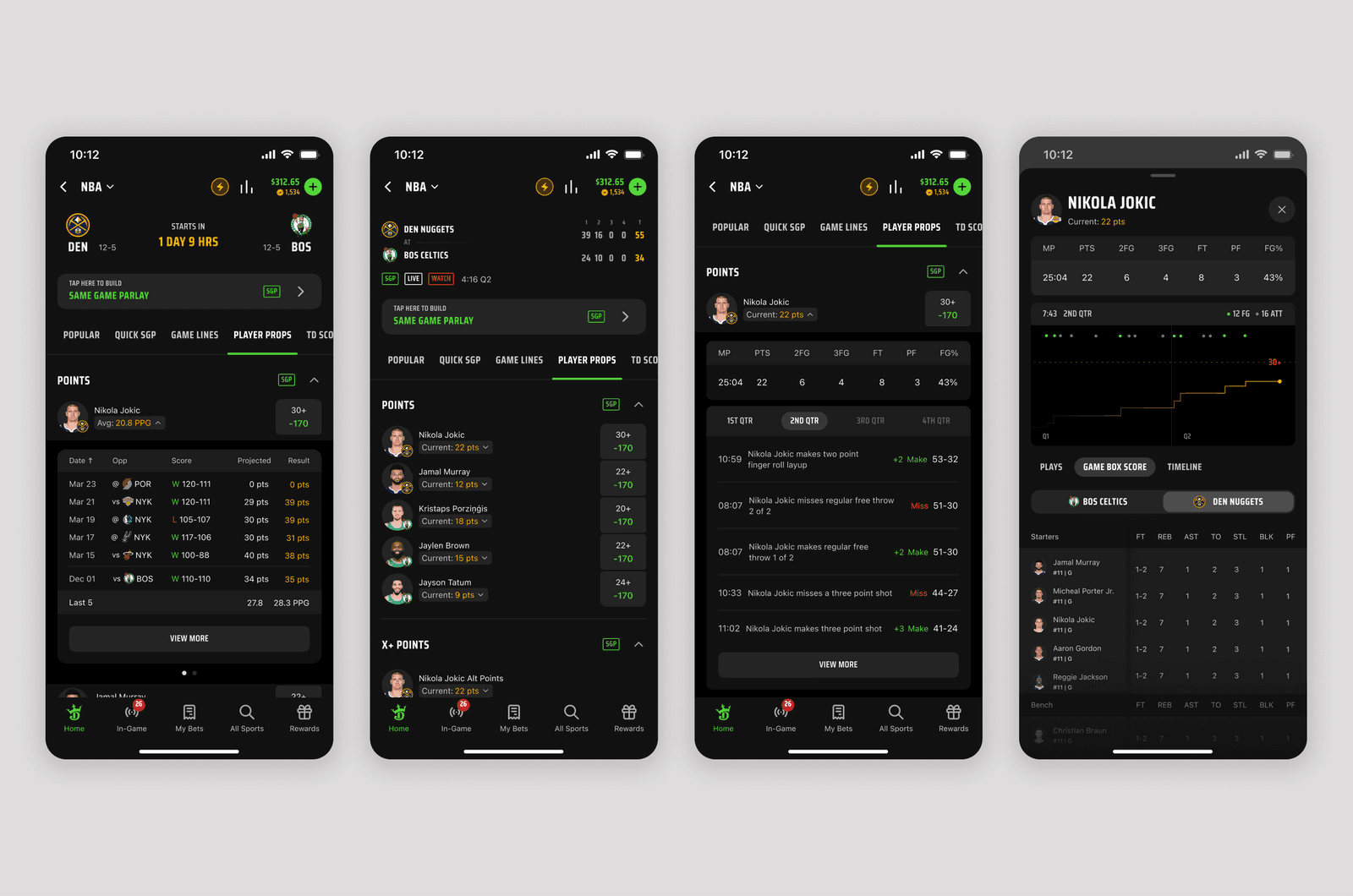 DraftKings player props stats and scores concept.