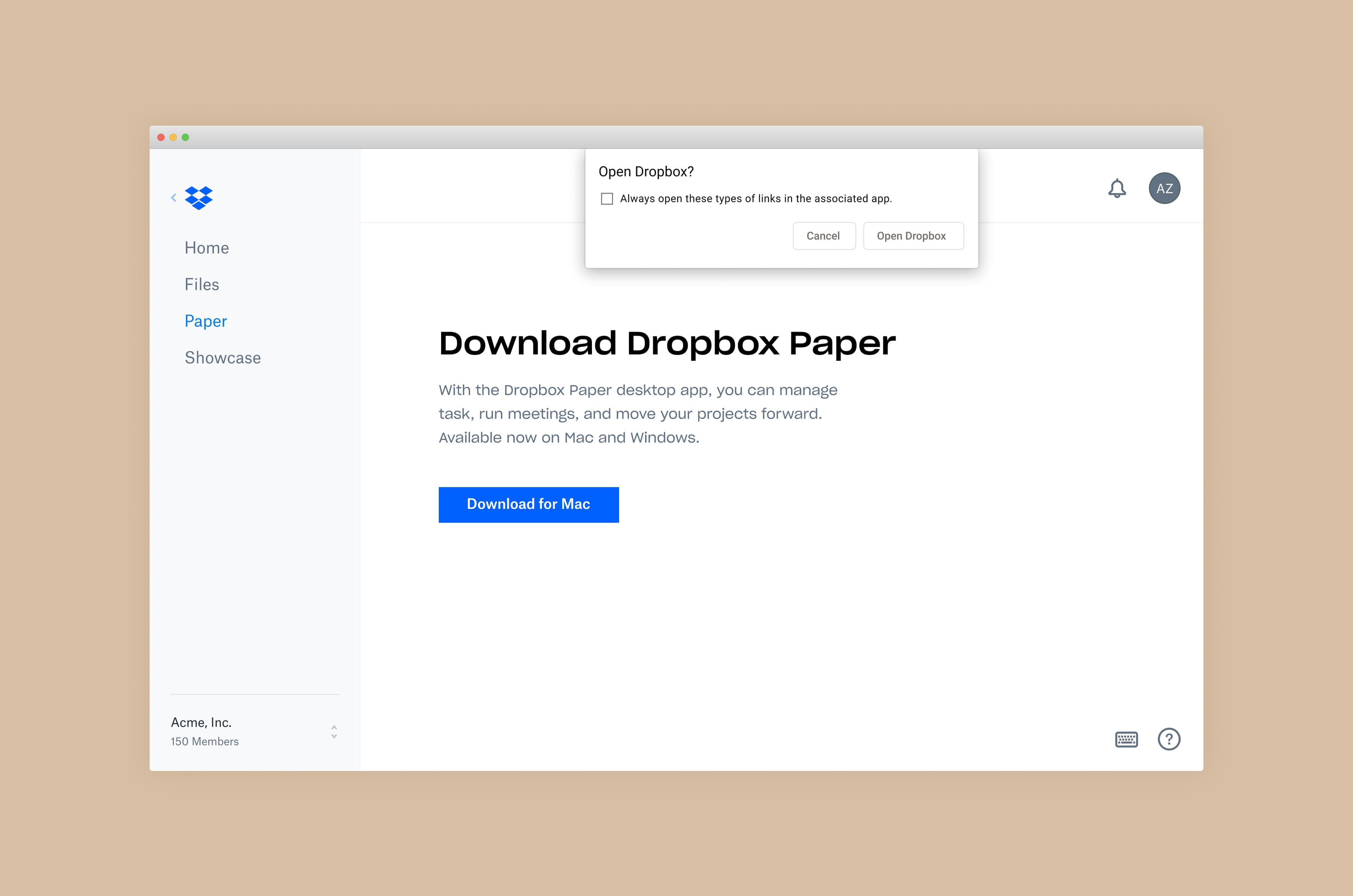Paper Desktop activation test screen variation.