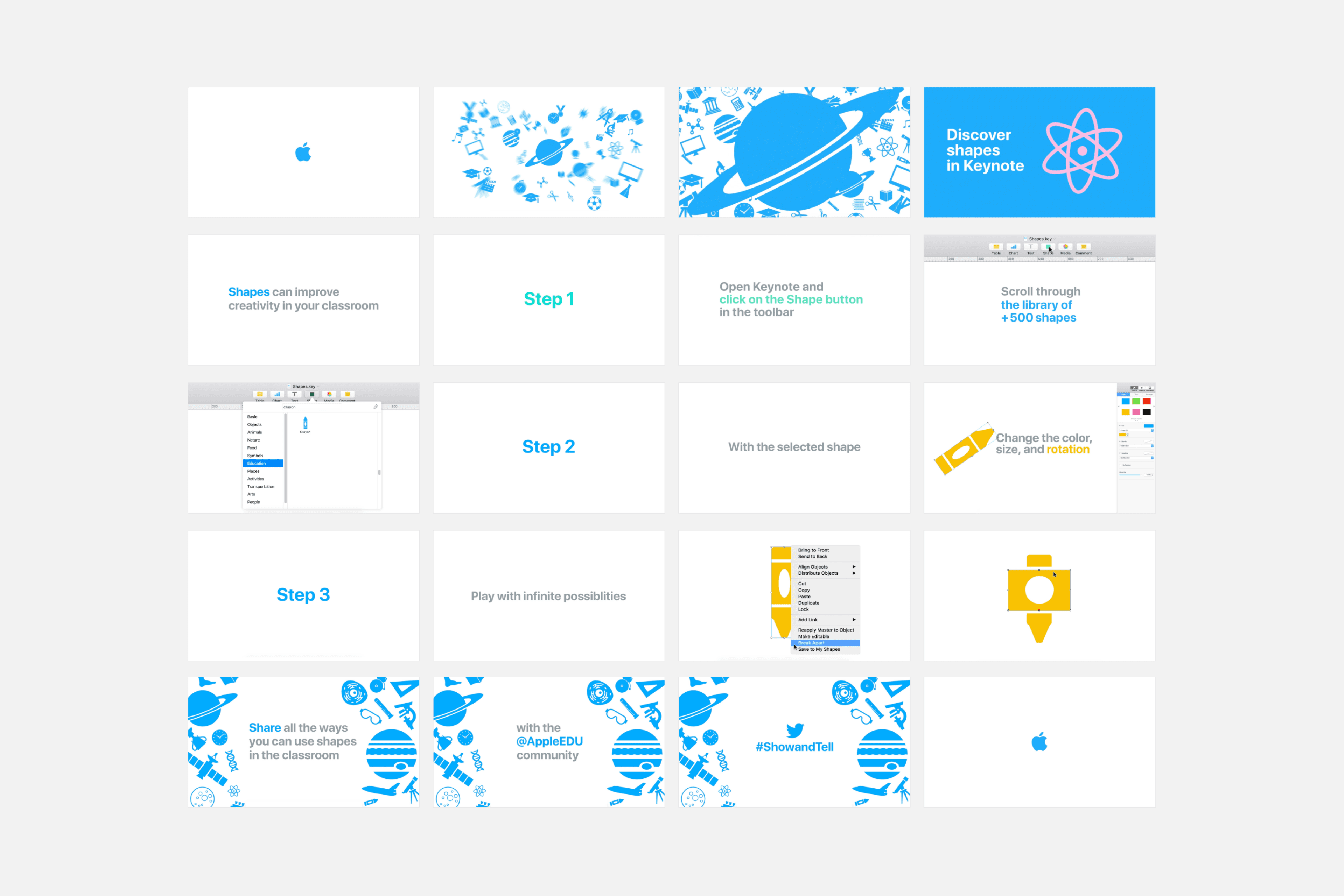 Apple EDU Discover Shapes In Keynote storyboard frame.