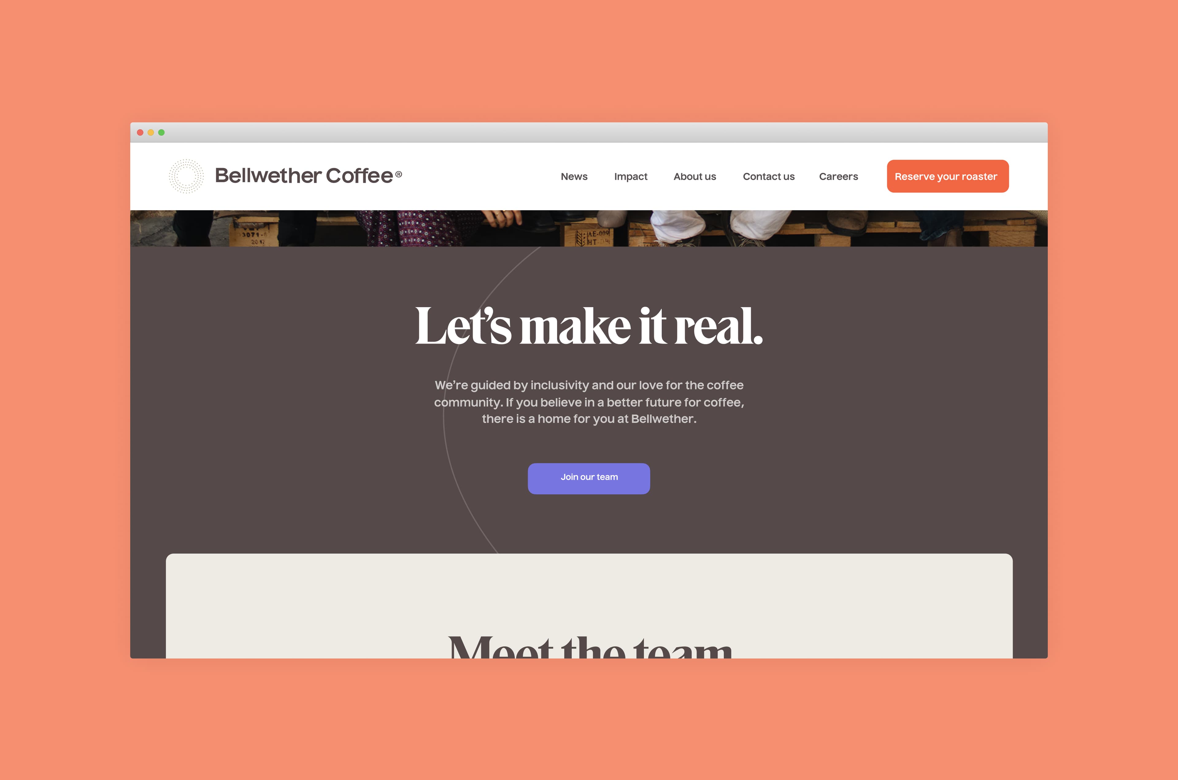 Bellwether Coffee website detail.