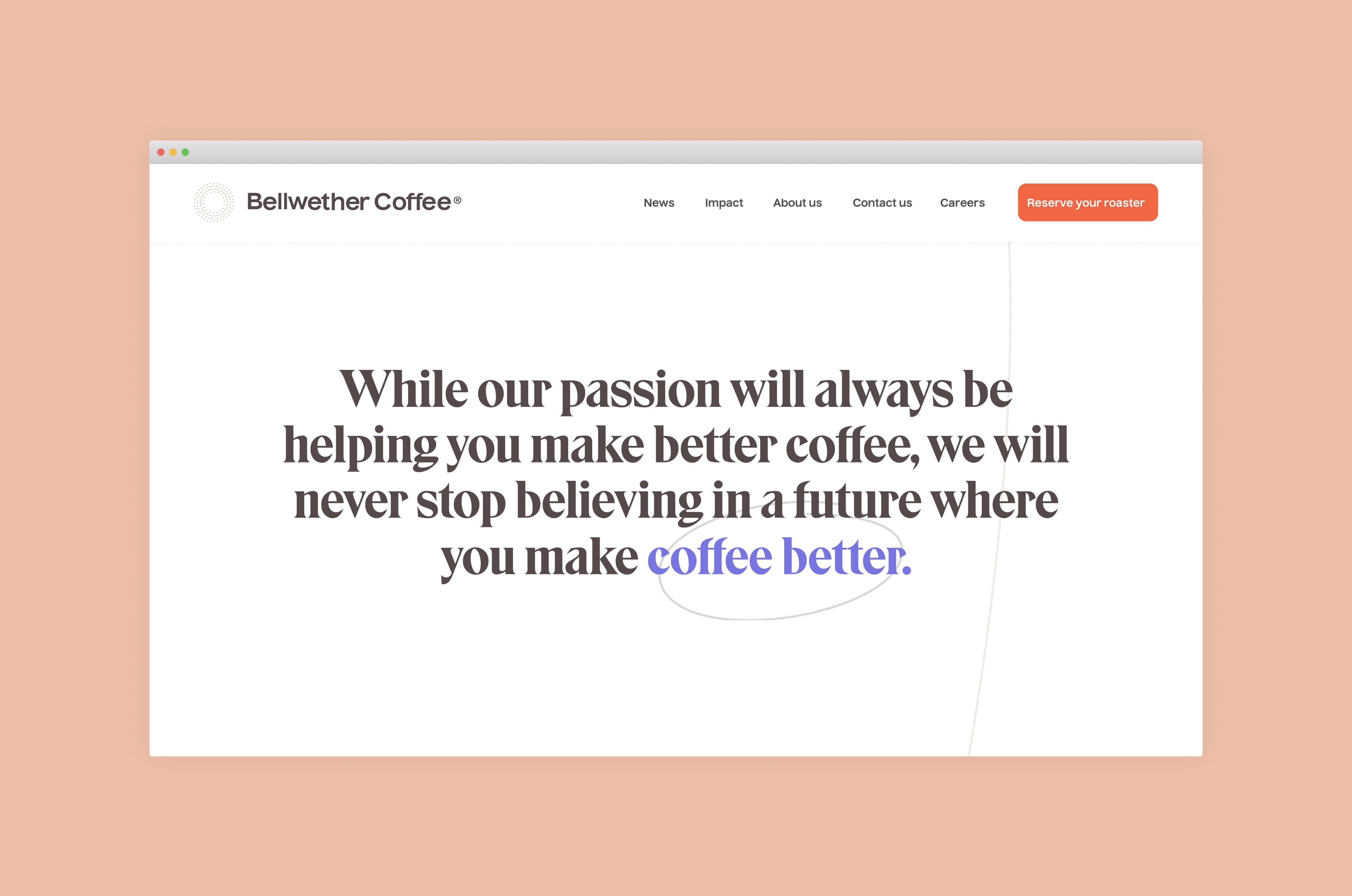Bellwether Coffee product storytelling screen.