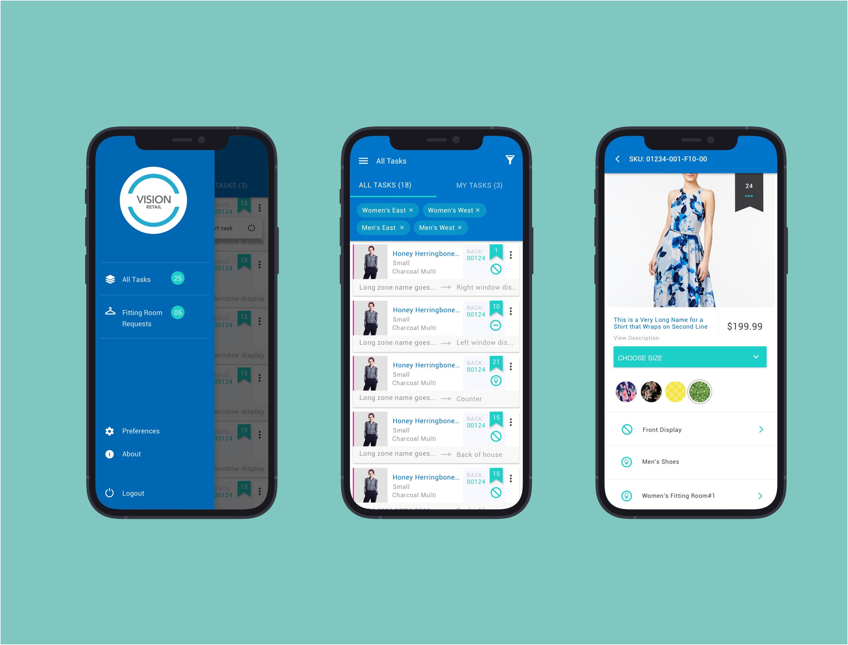 Vision Platform sales associate app interface.